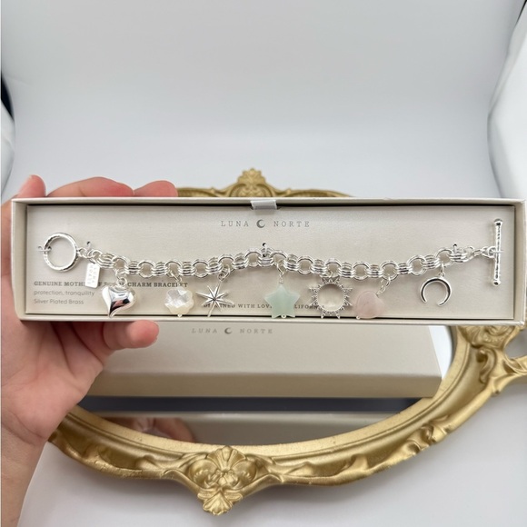 Luna Norte Genuine Stone Charm Bracelet – Silver-Plated with Mixed Charm… - Picture 4 of 5